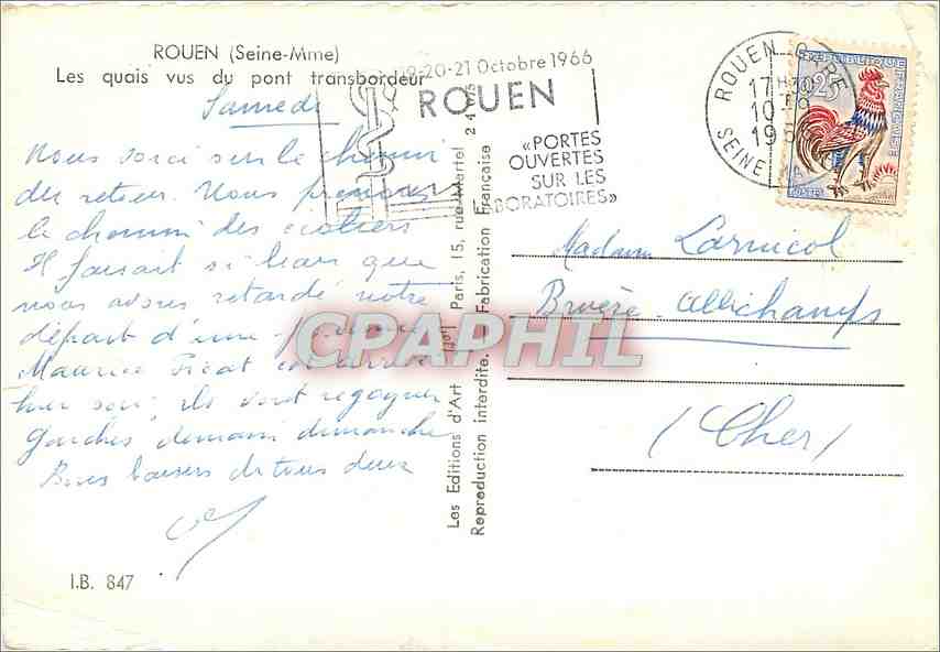 CPM Rouen Seine Mme Les quais vus du pont trasbordeur  — Verso