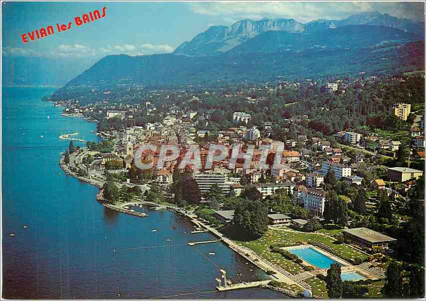 CPM Evian les Bains Haute Savoie Le Lac Leman La Ville et les Montagnes du Chablais 