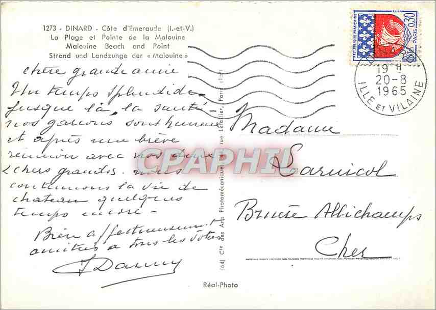 Dinard - Côte d'Émeraude — La Plage et Pointe de la Malouine — Réal-Photo n°1273 — Rückseite
