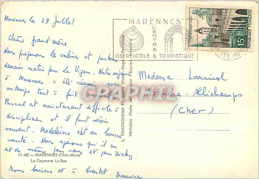 CPM Marennes Chte Mme La Cayenne Le Bac Bateau — Back