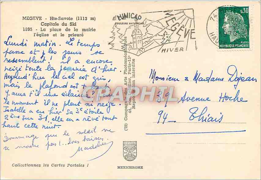 Mégeve - Hte-Savoie (1113 m) — Capitale du Ski — église et le prieuré — Rückseite