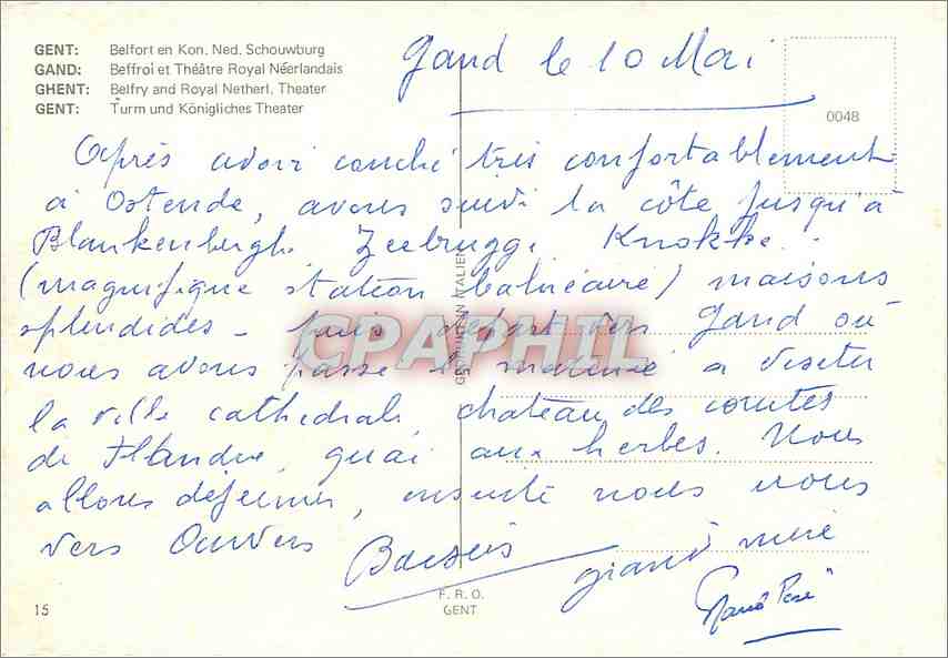 CPM Gand Beffroi et Theatre Royal Neerlandais  — Rückseite
