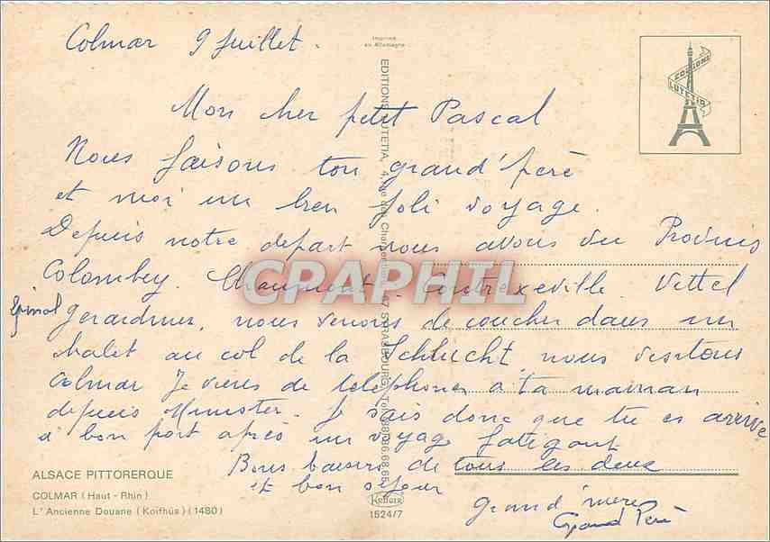 CPM Alsace Pittoresque Colmar Haut Rhin L'Ancienne Douane  — Rückseite