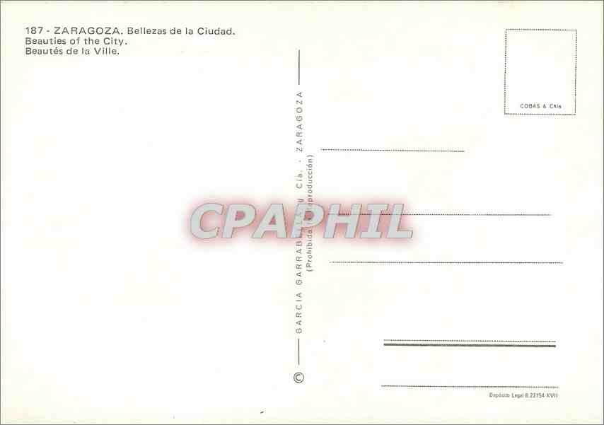 CPM Zaragoza Bellezas de la Ciudad Beautes de la Ville  — Back
