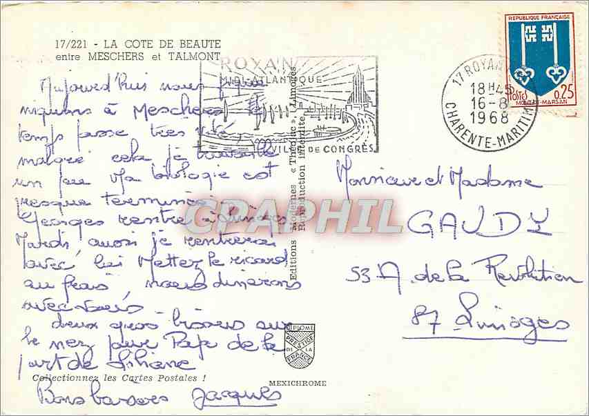 CPM La Cote de Beaute entre Meschers et Talmont  — Back