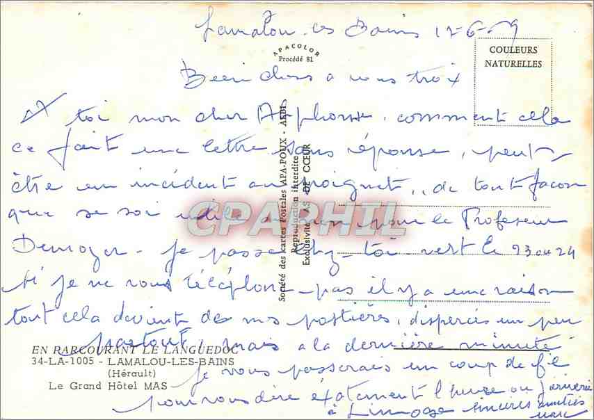 CPM Lamalou les Bains Herault Le Grand Hotel Mas  — Back