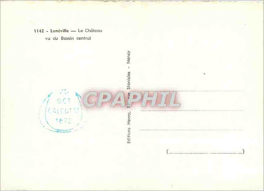 Lunéville — Le Château vu du Bassin central — Editions Henry, Nancy — Rückseite