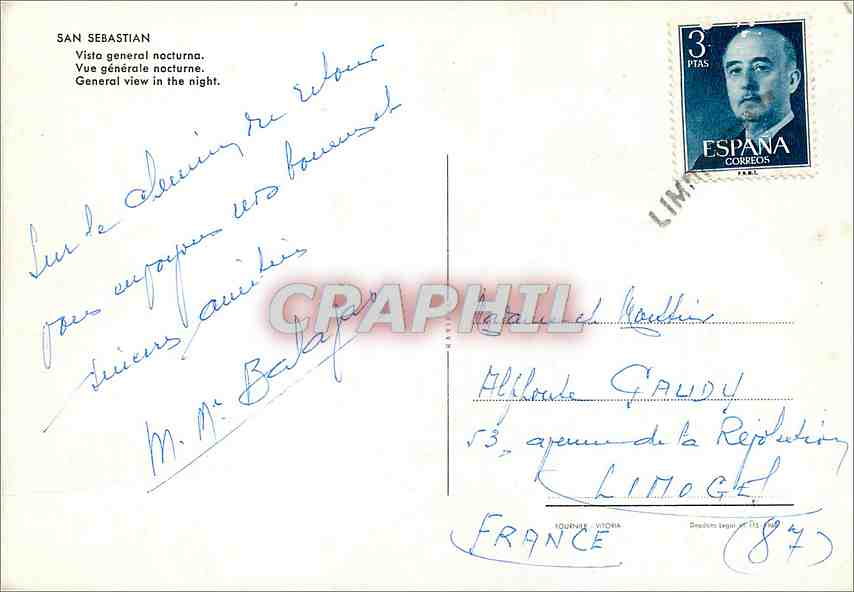 CPM San Sebastian Vue generale nocturne  — Back