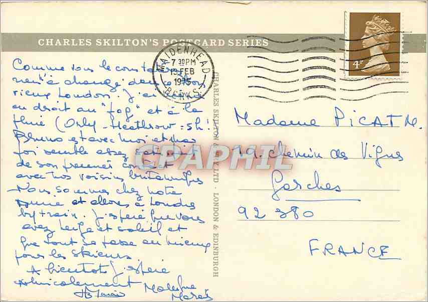 LONDRES • Les Chambres du Parlement, vues depuis la rivière Thames — Charles Skilton's Postcard Series n°13 — Reverso