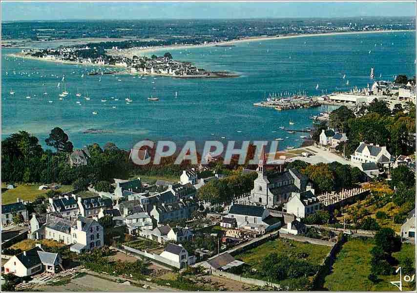 CPM Loctudy Finistere Le Centre du bourg et la riviere en face de l'Ile Tudy 