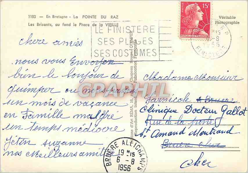 CPM En Bretagne La Pointe du Raz Les Brisants au fond le Phare de la Vieille  — Rückseite