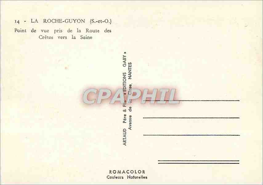 CPM La Roche Guyon S et O Point de vue pris de la Route des Cretes vers la Seine  — Back