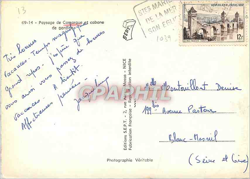 CPM Paysage de Camargue et Cabane de gardian  — Rückseite