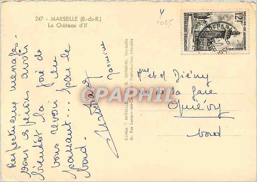 CPM Marseille B du R Le Chateau d'If  — Rückseite