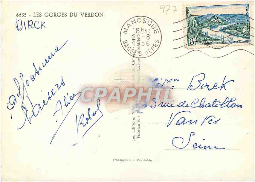 CPM Souvenir des Gorges du Verdon La Palud Moustiers Stes Maries La point sublime L'entree des gorge — Rückseite