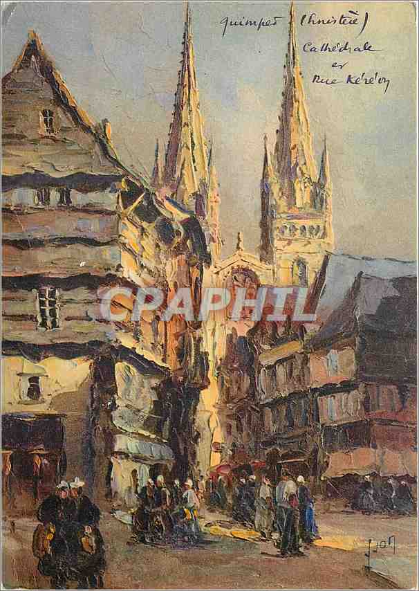 CPM Quimper Finistere Cathedrale et rue Kereon 