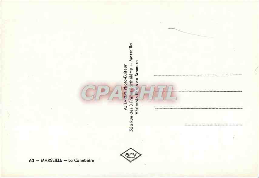 CPM Marseille La Canebiere  — Verso
