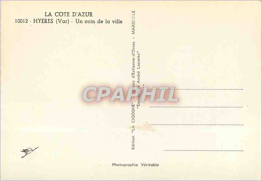 La Cigogne — Un coin de la ville — Édition 'LA CIGOGNE' — Verso
