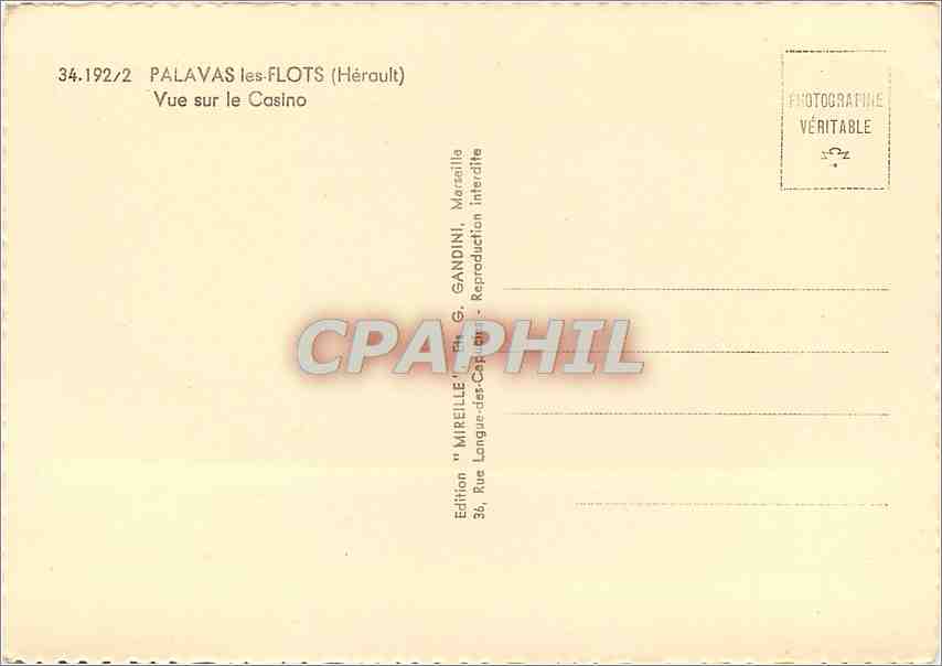 CPM Palavas les Flots Herault Vue sur le Casino Bateau Peche — Back