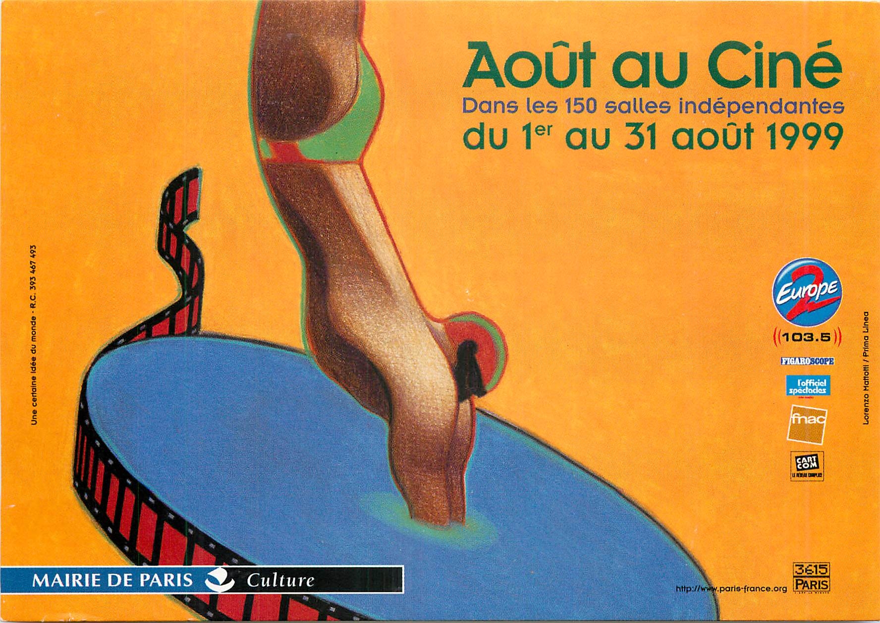 CPM Mairie de Paris Aout au Cine 1999 Cinema Piscine