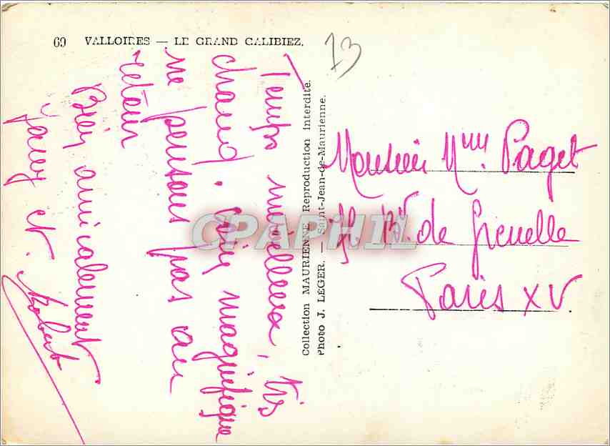 CPM Valloires Le Grand Calibiez  — Back
