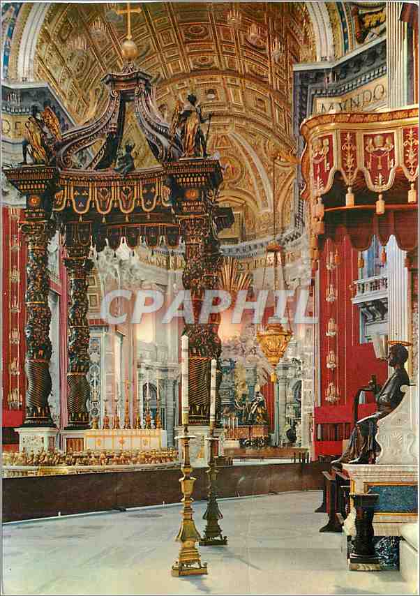 CPM Citta des Vaticano Basilique de S Pierre Interieur Baldaquin du Bernini 