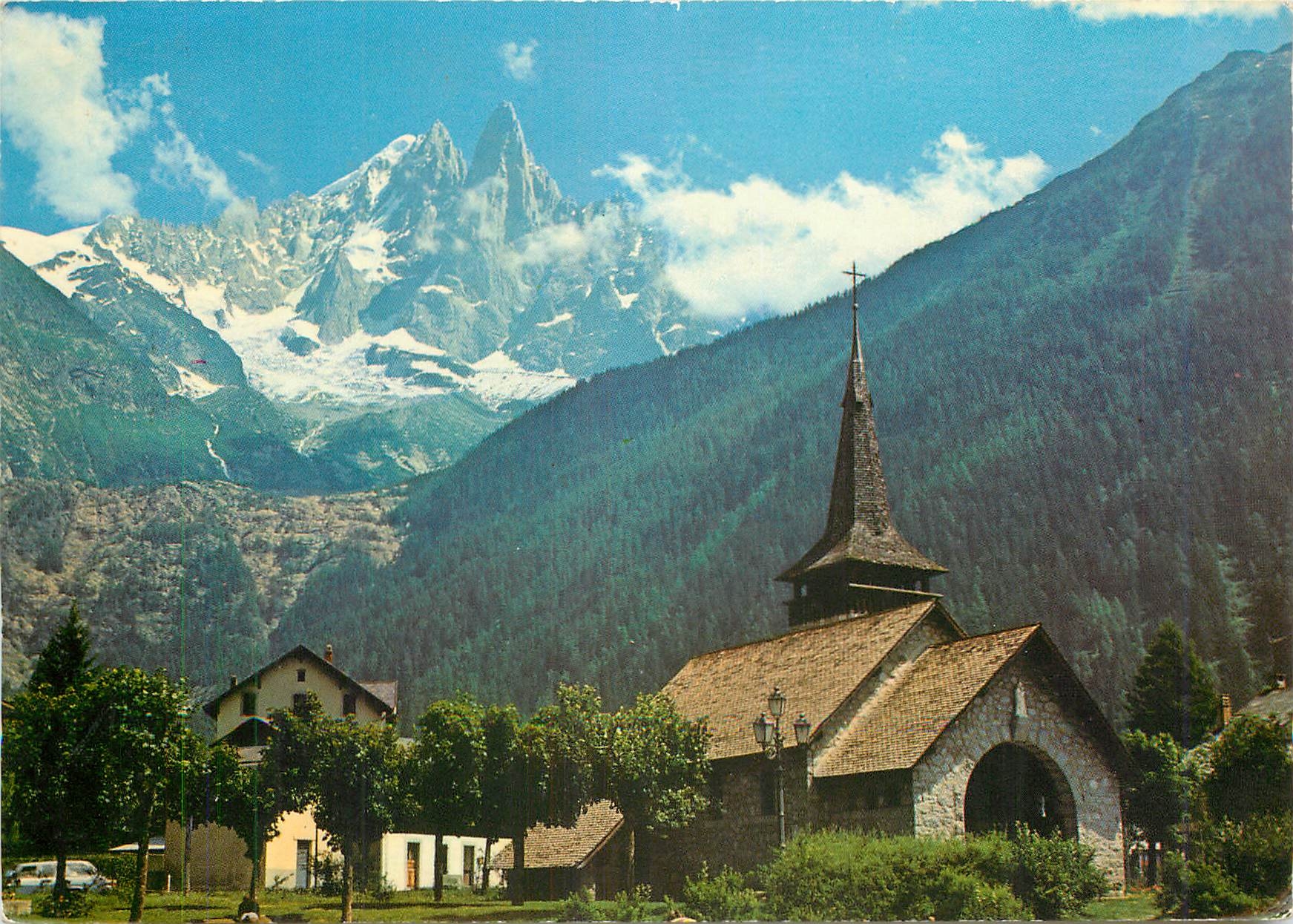 CPM Vallee de Chamonix Mont Blanc Haute Savoie La Chapelle des Praz et l'Aiguille du Dru 