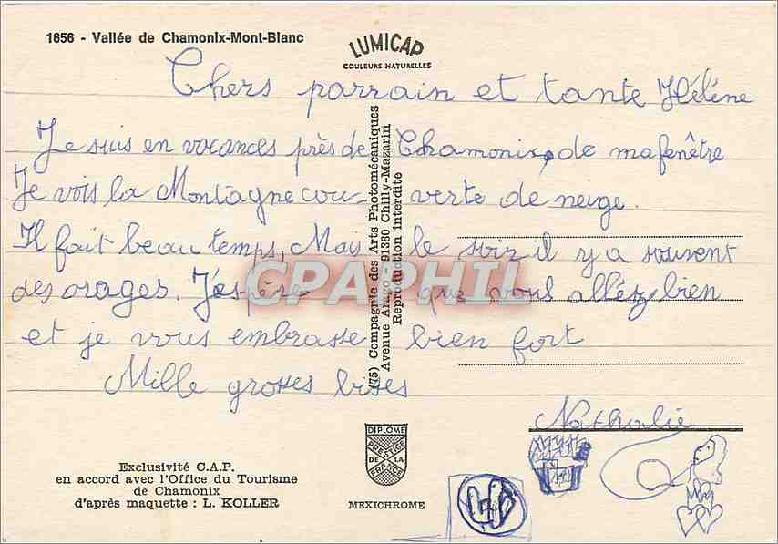 CPM Vallee de Chamonix Mont Blanc  — Verso