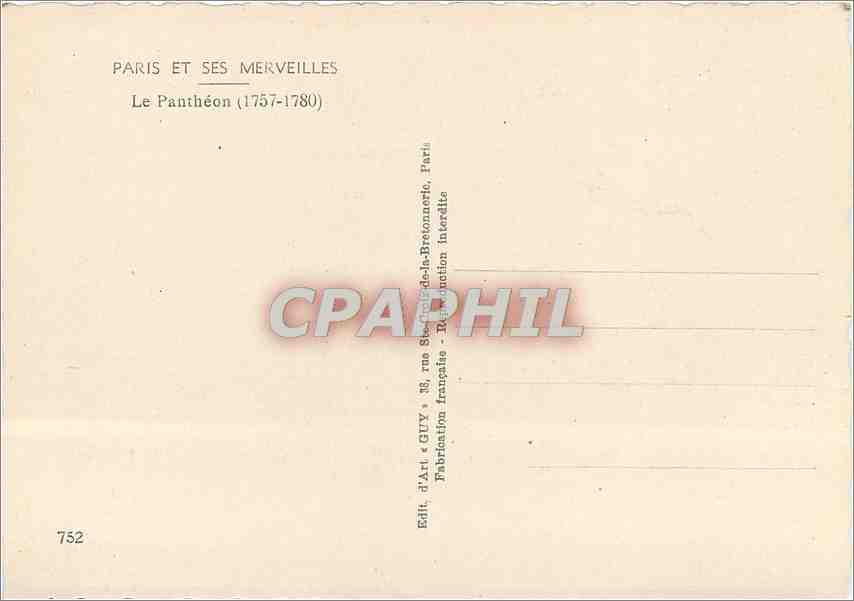 CPM Paris et ses Merveilles Le Pantheon  — Rückseite
