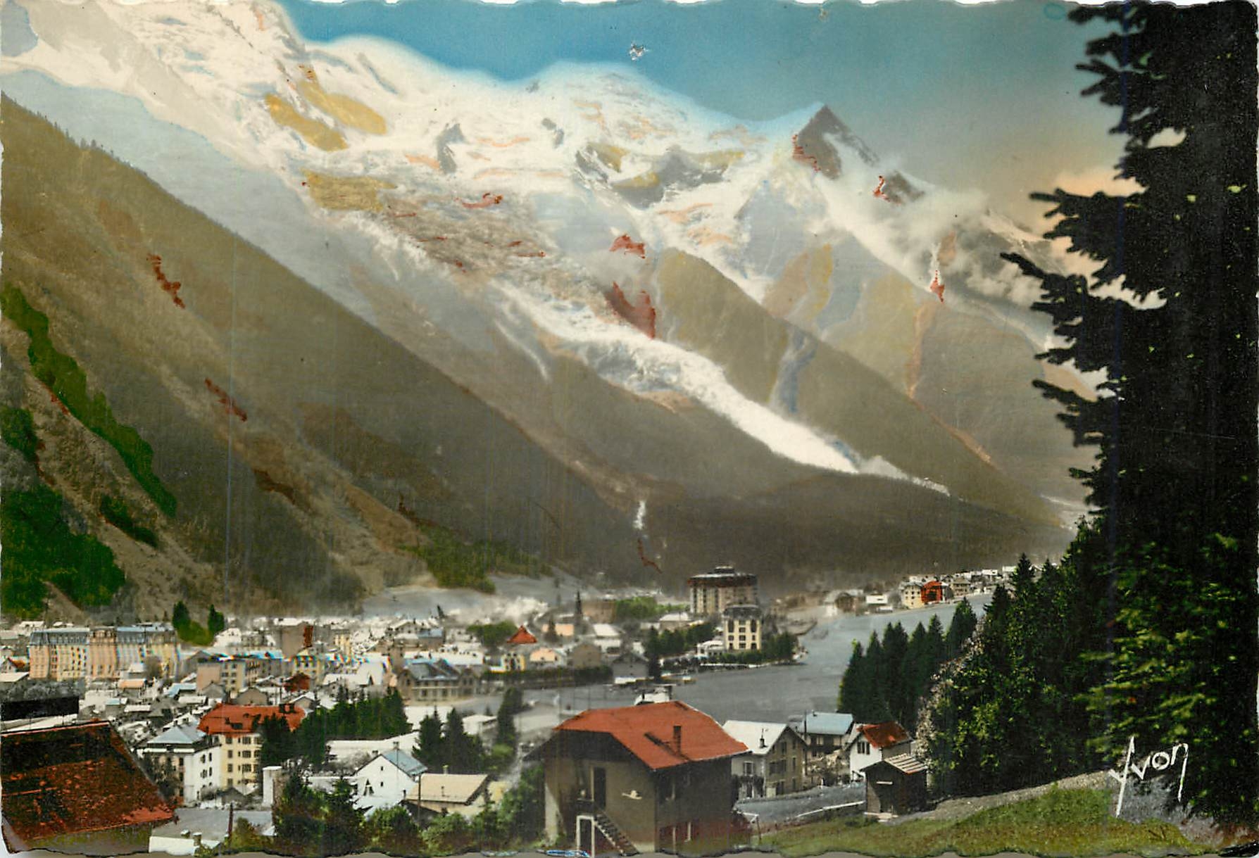 Chamonix (Haute-Savoie) — Vue générale et massif du Mont-Blanc — Les Éditions d'Art YVC, Paris