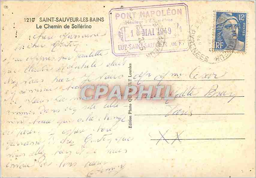Saint-Sauveur-les-Bains — Le Chemin de Solférino — éditeur Van — Verso