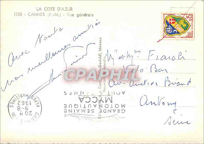 CPM La Cote d'Azur Cannes AM Vue generale  — Verso