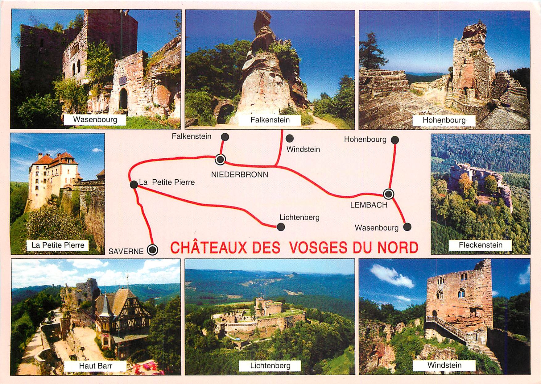 CPM Chateaux des Vosges du Nord Wasenbourg Falkenstein Hohenbourg LA Petite Pierre