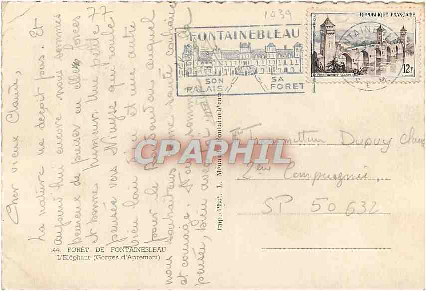 Der Elefant (Gorges d'Apremont) — Forêt de Fontainebleau — Verlag nicht sichtbar — Rückseite