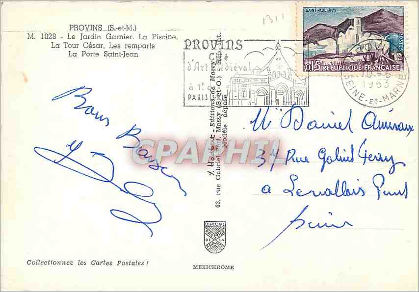 CPM Souvenir de Provins  — Rückseite