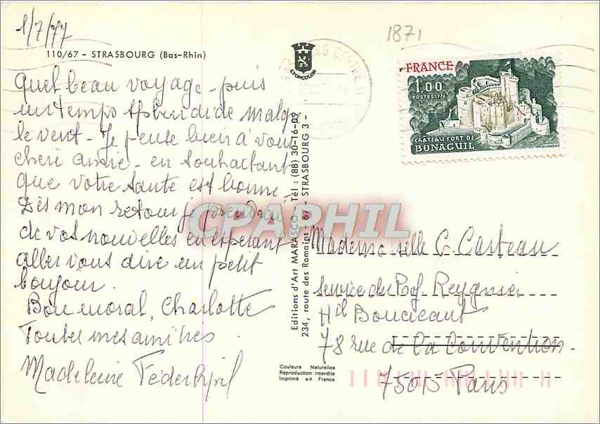 CPM Strasbourg Bas Rhin  — Verso