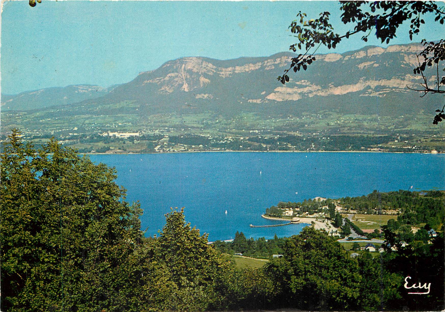Vue générale de la Plage et le Mont Revard — Lac du Bourget — Éditeur Edy, n° 516-S