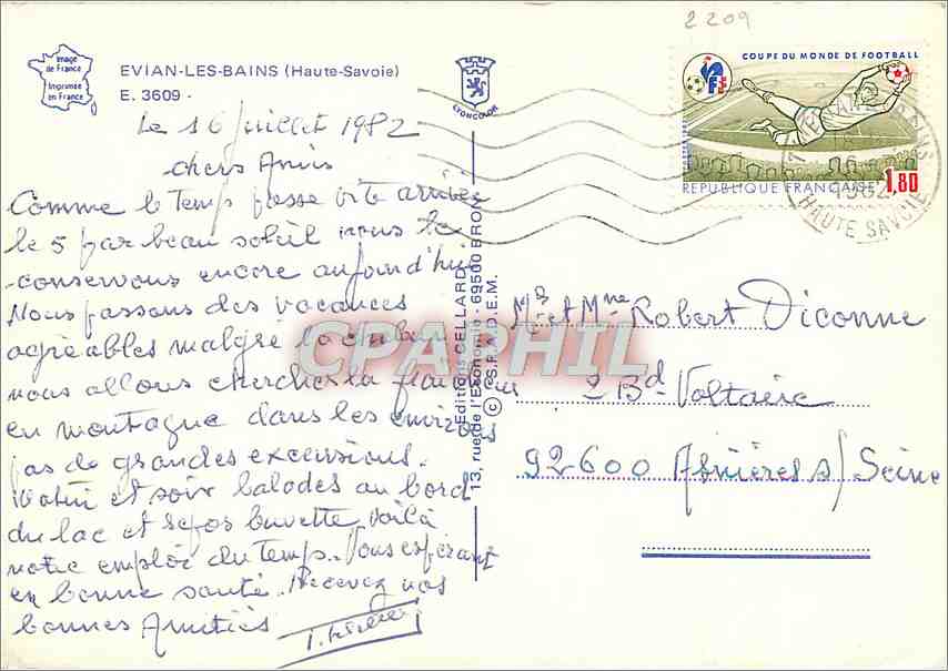 CPM Evian les Bains Haute Savoie  — Verso