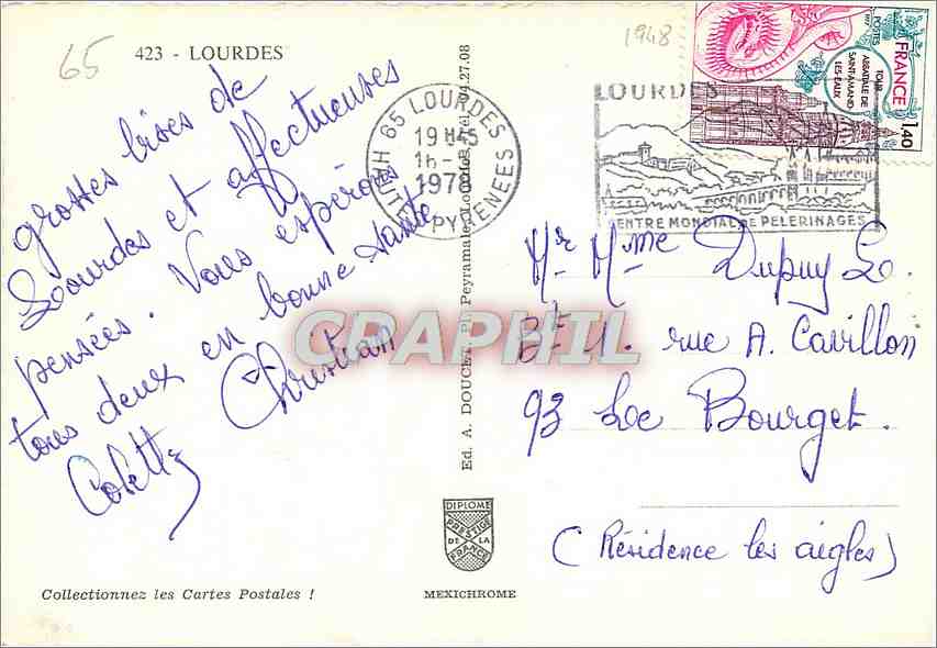 CPM Lourdes Sainte Bernadette Soubirous  — Verso