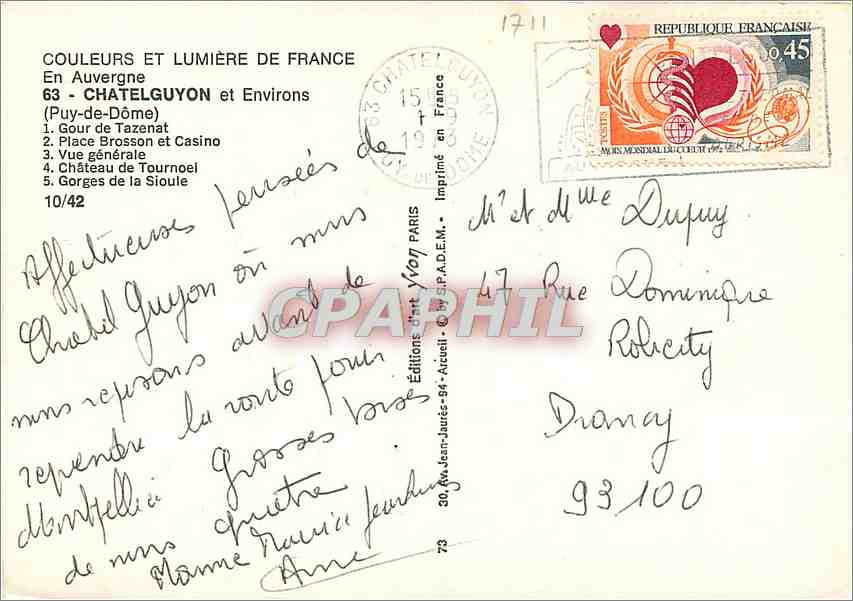 CPM Chatelguyon et Environs Puy de Dome Gour de Tazenat  — Rückseite