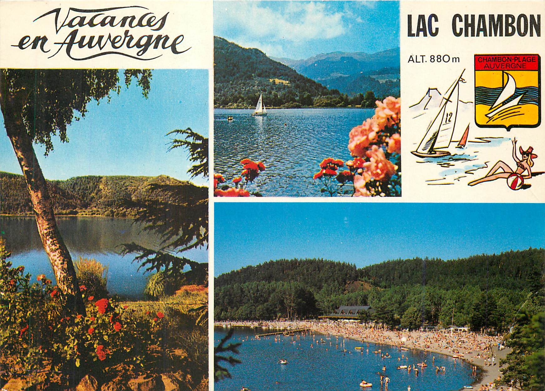 CPM Vacances en Auvergne Lac Chambon Puy de Dome 