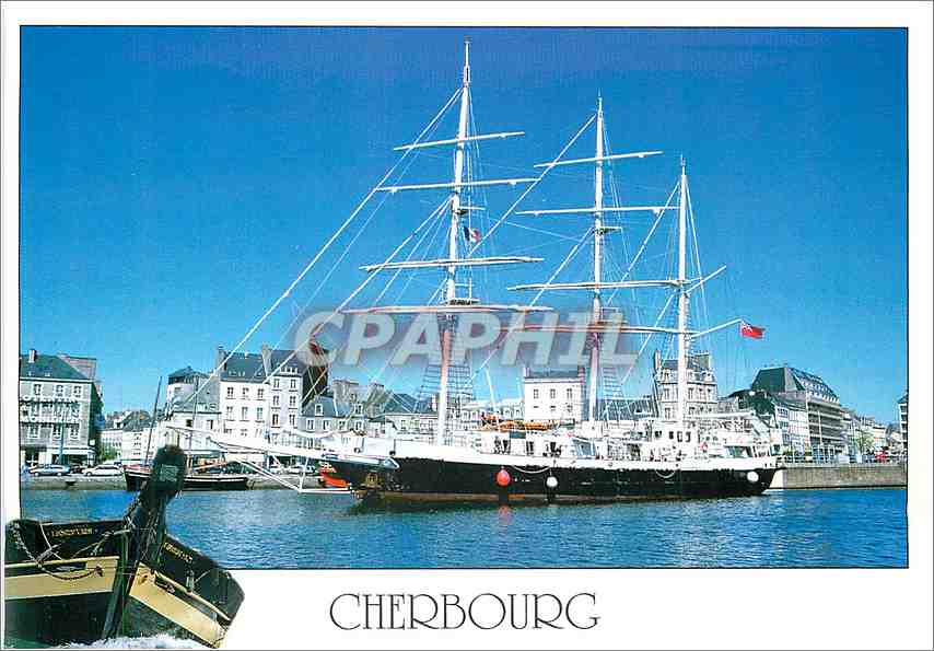 Cherbourg — Hafen mit großem Segelschiff — Éditions de la Manche