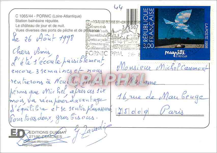 CPM Pornic Loire Atlantique Station balneaire reputee Le Chateau de jour et de nuit  — Back