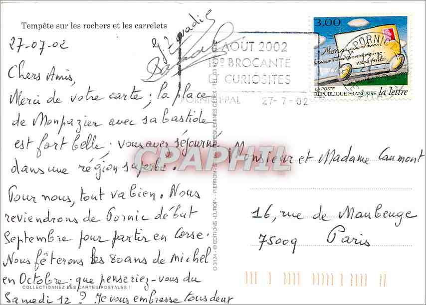 CPM Cote Atlantique Tempete sur les rochers et les carrelets  — Back