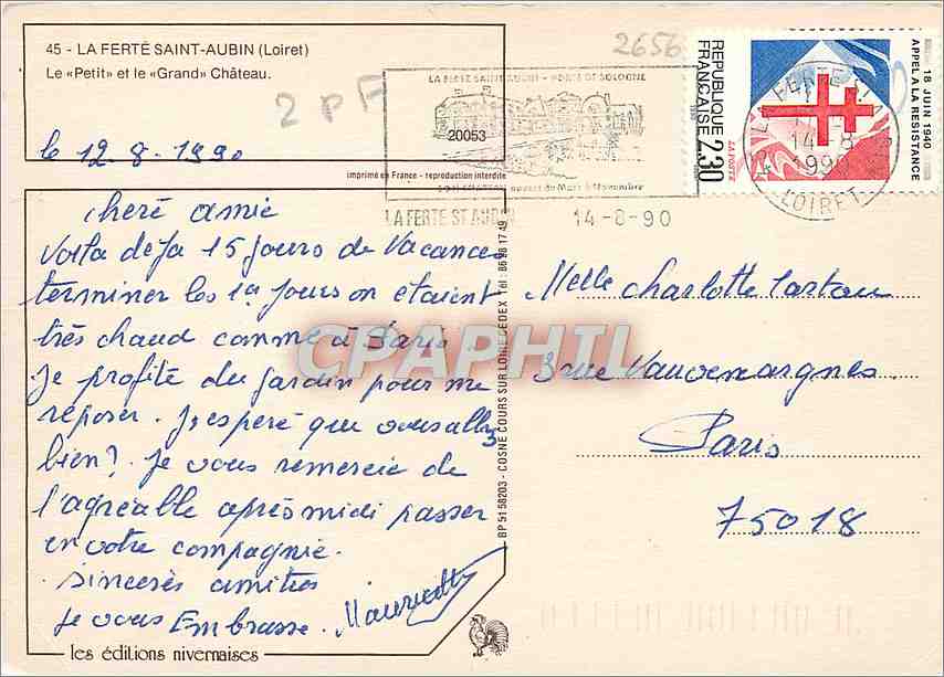 CPM La Ferte Saint Aubin Loiret Le Petit et le Grand Chateau  — Rückseite