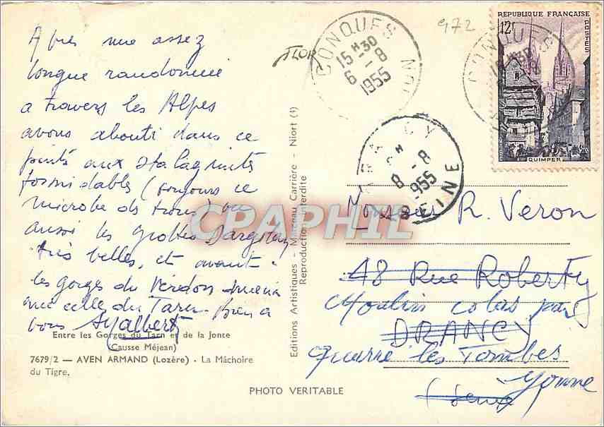 CPM Aven Armand Lozere La Machoire du Tigre  — Rückseite