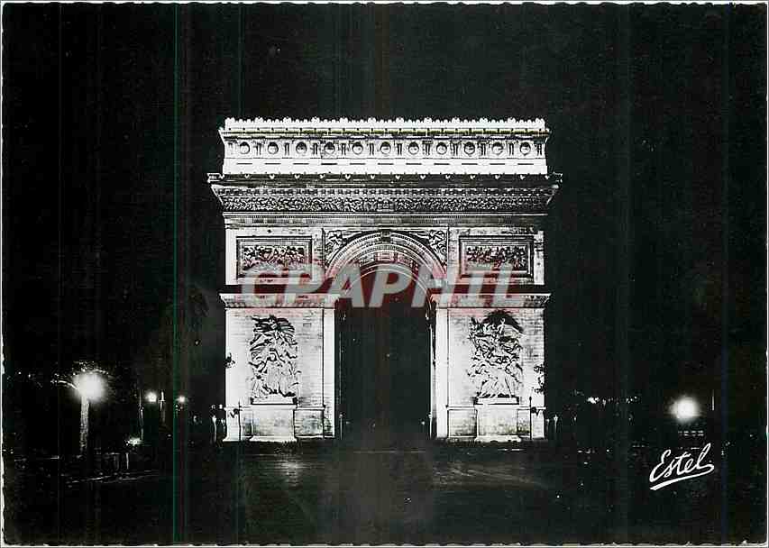CPM Paris la Nuit L'Arc de Triomphe de l'Etoile 