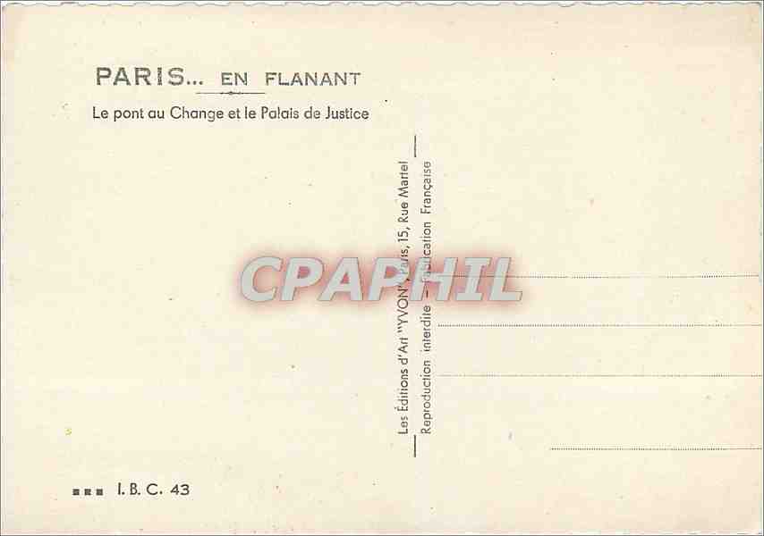 CPM Paris Le Pont au Change et le Palais de Justice  — Rückseite