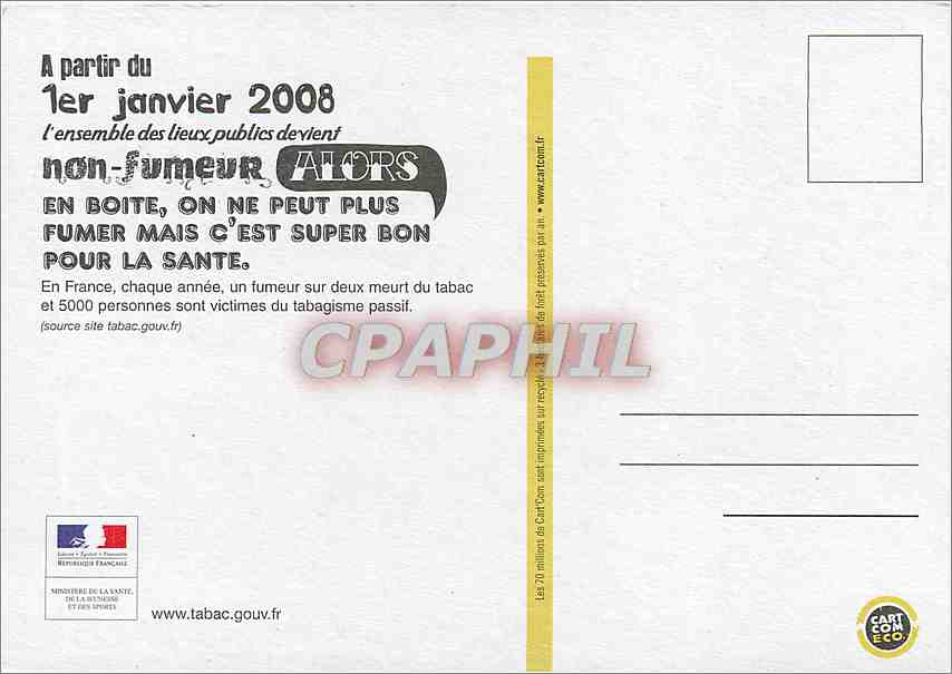 CPM A partir du 1er janvier 2008 l'ensemble des lieux publics devient  — Rückseite