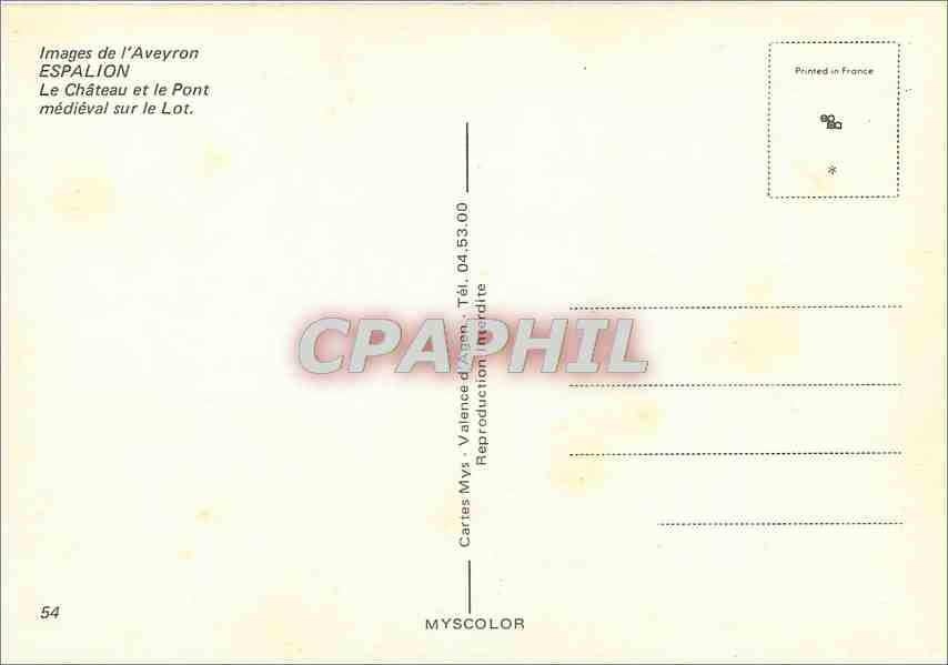 CPM Espalion Le Chateau et le Pont medieval sur le Lot  — Rückseite